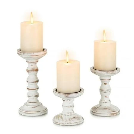 Farmhouse Wood Candle Holders for Pillar Candles