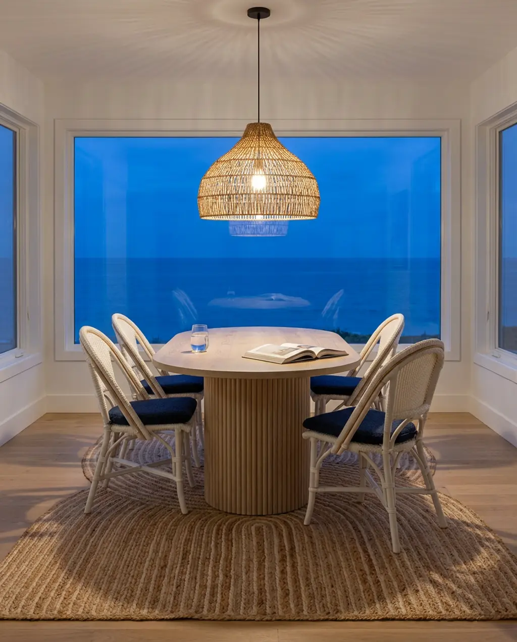 Coastal Rattan Dining Chairs with Ocean Views