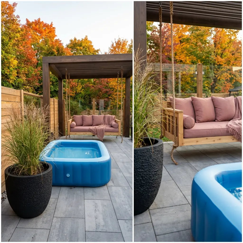 Compact Plunge Pool with Floating Daybed