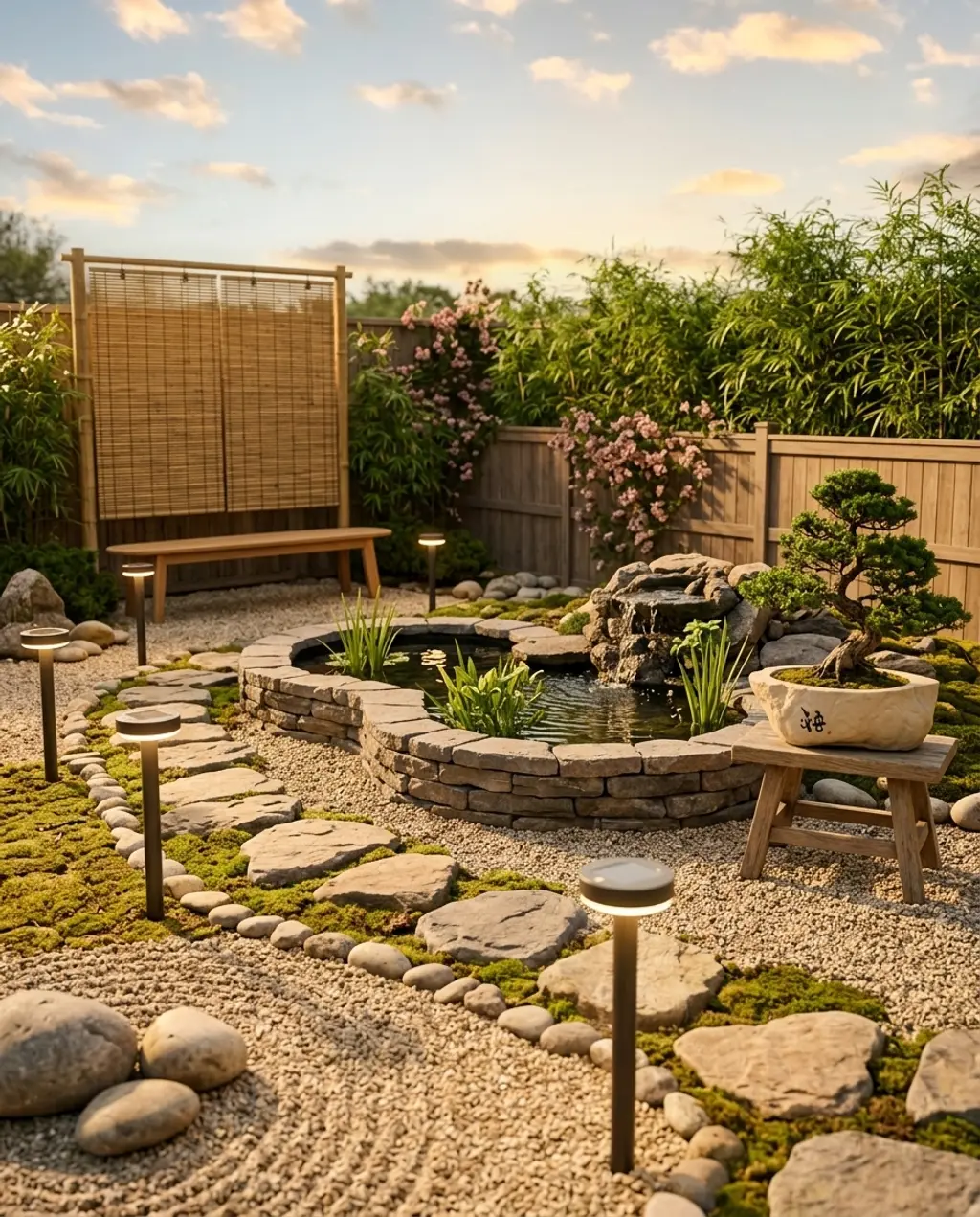 Zen Retreat: Miniature Pond & Meditative Stone Path Garden