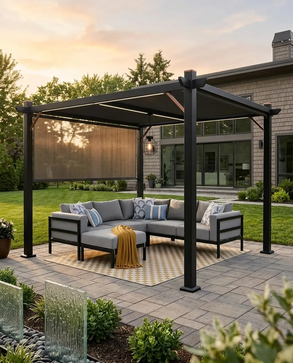 Modern Pergola with Retractable Canopy for Seamless Patio Shade
