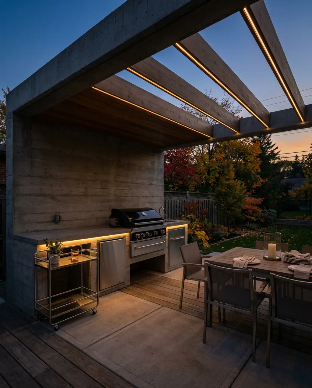 Modern Covered BBQ Area with Sleek Grill Station
