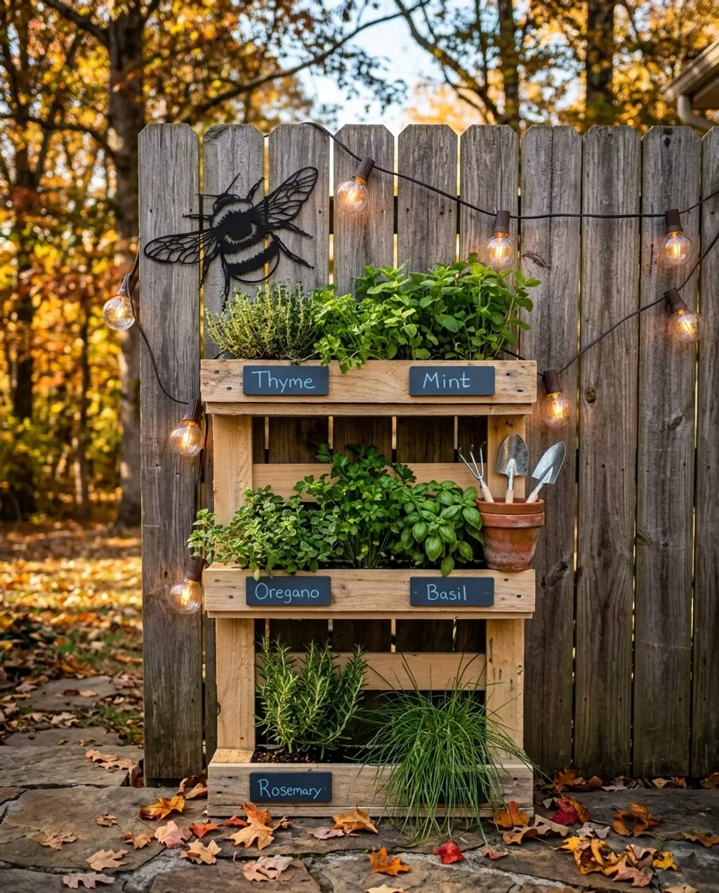 DIY Rustic Pallet Herb Garden Wall