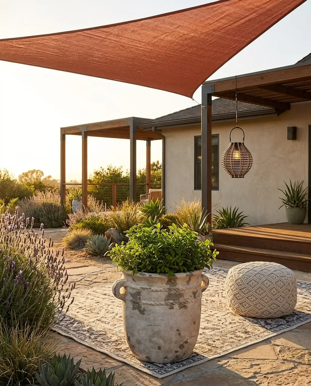 Bohemian Shade Sails for Renter-Friendly Patio Oasis