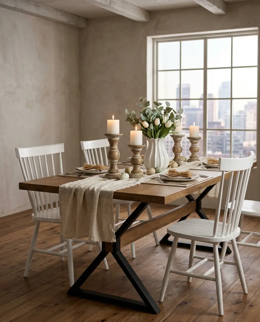 Elegant Farmhouse Easter Dining Table Setting