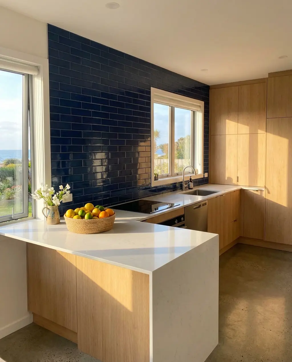 Bright Spring Kitchen Countertop with Citrus and Woven Accents