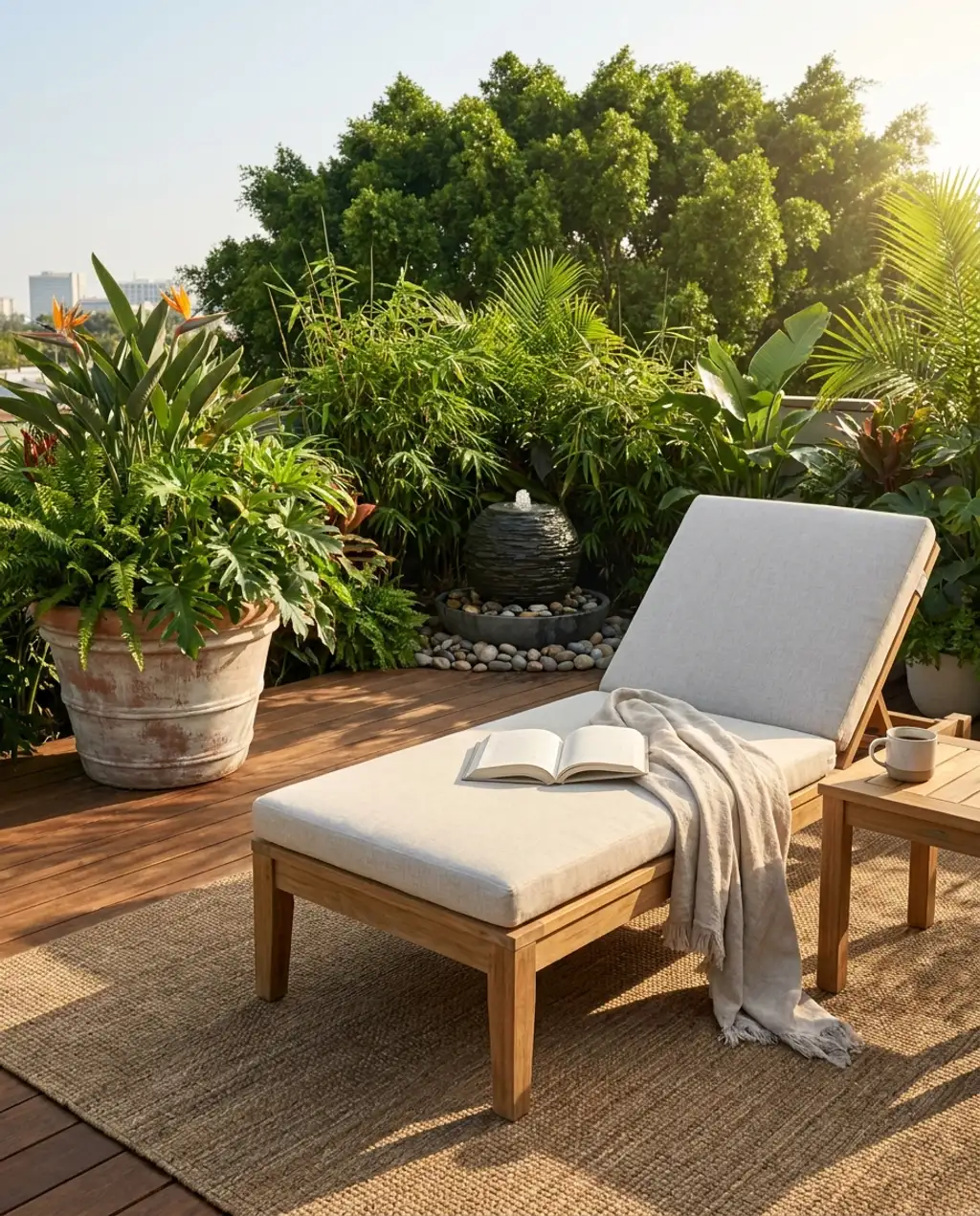 Lush Tropical Roof Garden Oasis