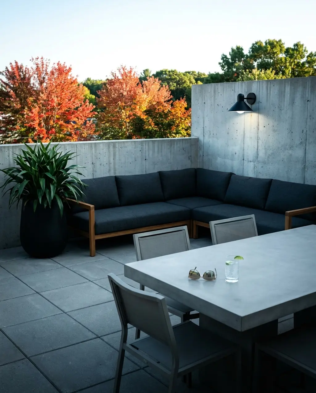 Modern Minimalist Rooftop Terrace Oasis