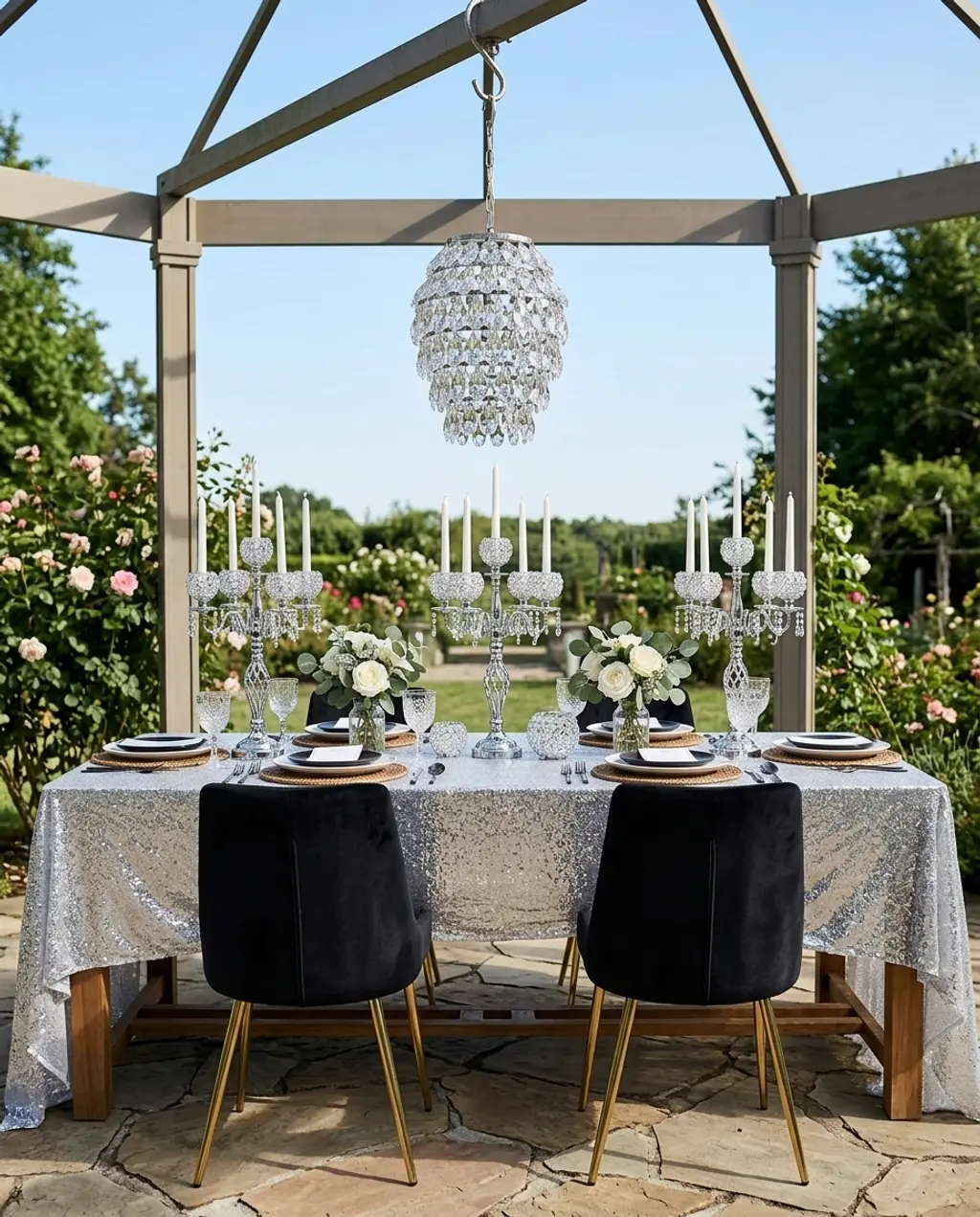 Elegant Black and White Gala Wedding Table