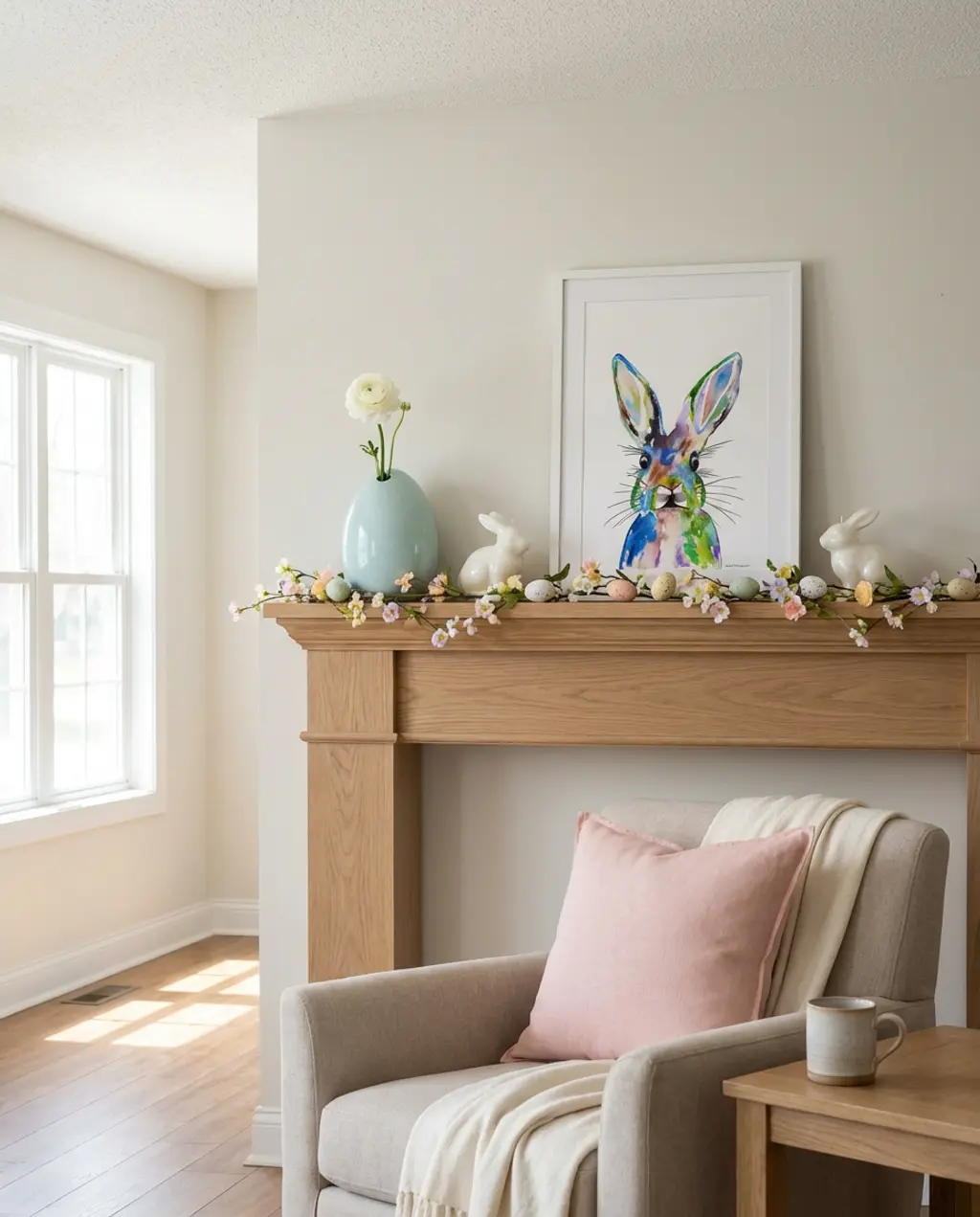Whimsical Easter Mantle with Pastel Hues and Bunny Motifs 2026