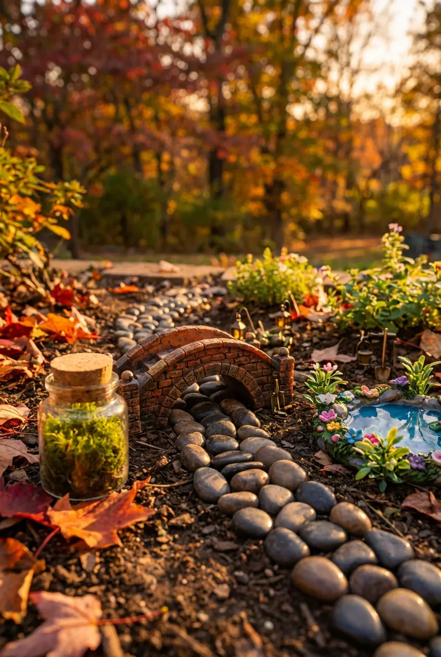 Miniature Secret Garden with Tiny Pond
