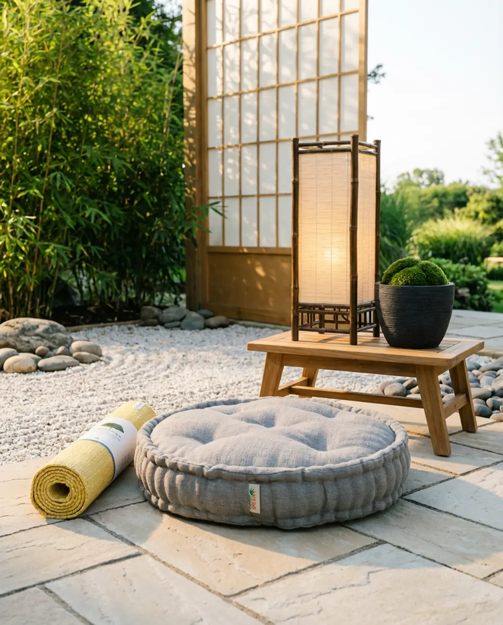 Small Indoor Zen Garden with Shoji Screen