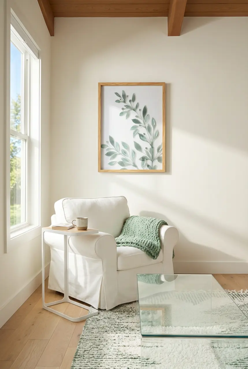 Spring Refresh: Green & White Living Room with Botanical Prints