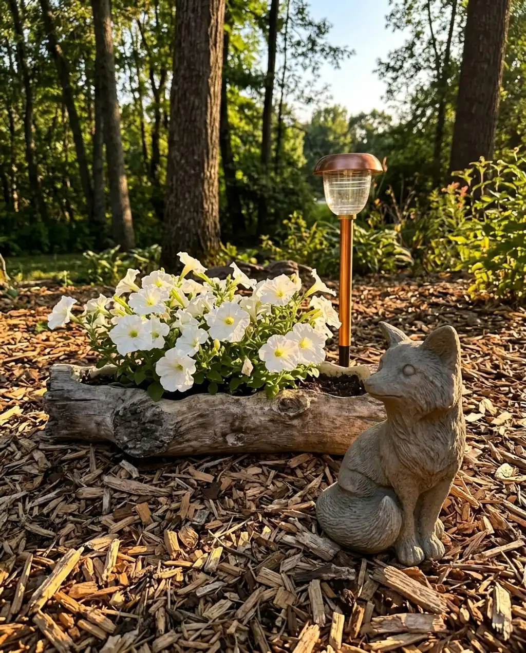 Rustic Log Planters for a Woodland Garden