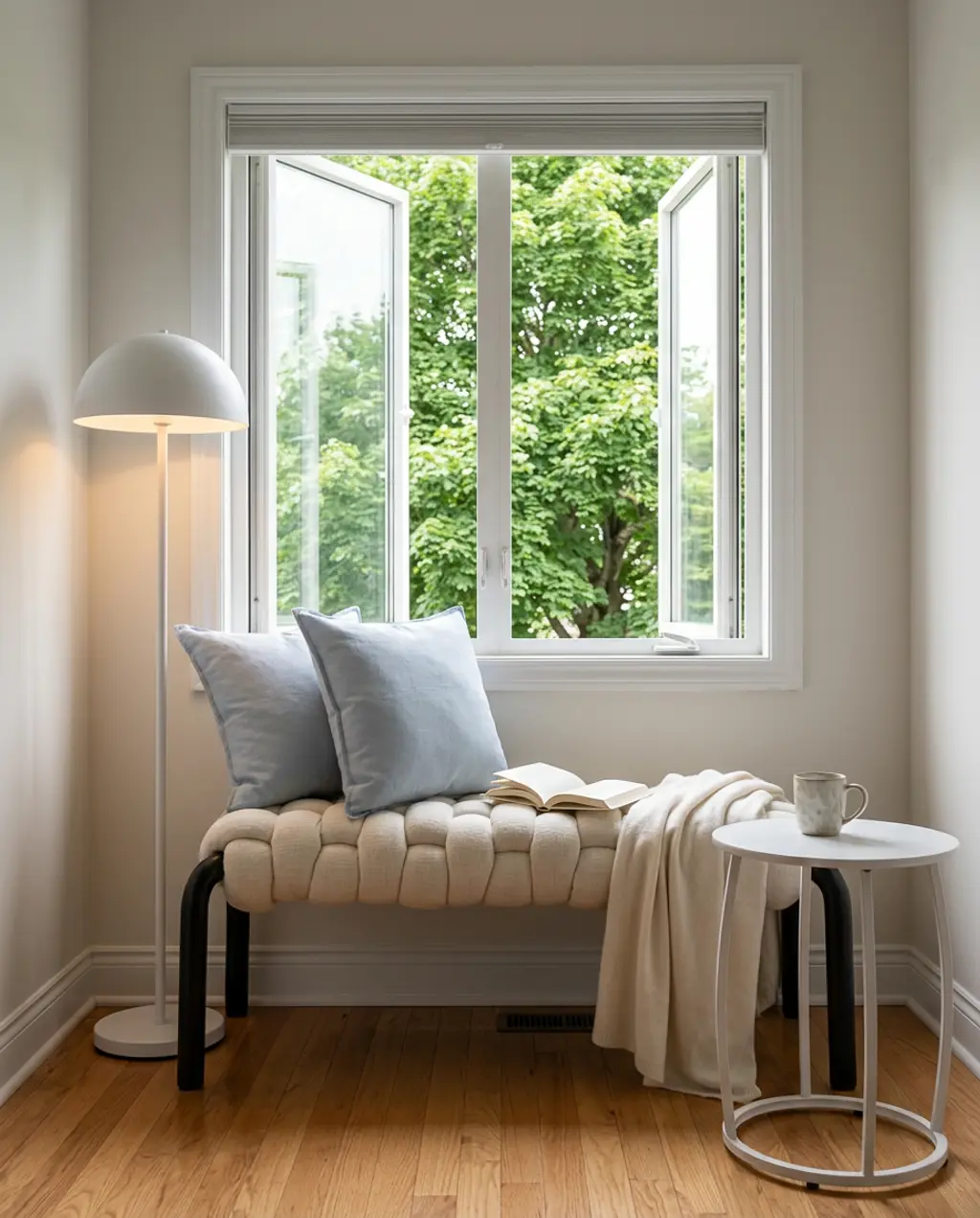 Cozy Spring Reading Nook with Window Bench