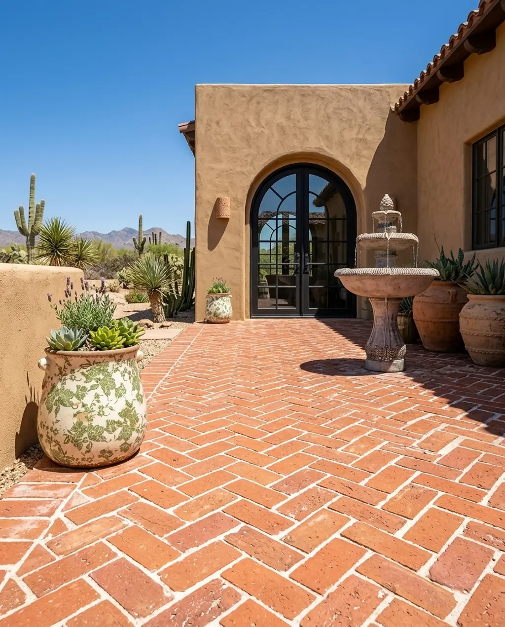 Warm Terracotta Brick Pavers for a Mediterranean Courtyard