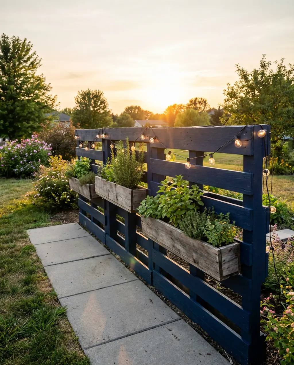 DIY Pallet Fence with Herb Garden Planters