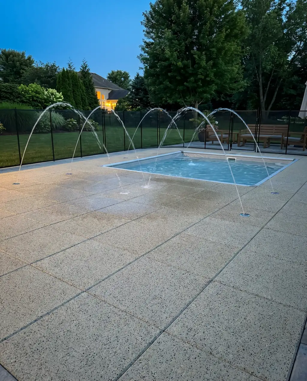 Backyard Splash Pad with Interactive Water Jets
