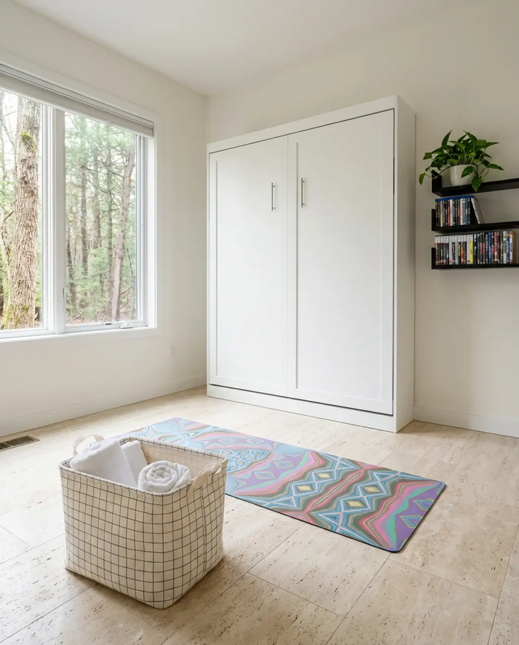 Multipurpose Guest Bedroom and Workout Zone in a Small Apartment
