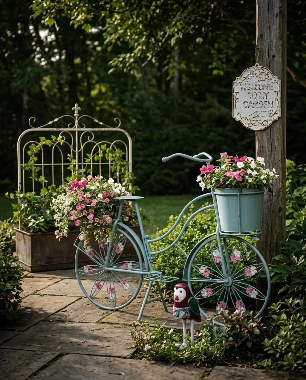 Vintage Bicycle Planter with Cascading Flowers