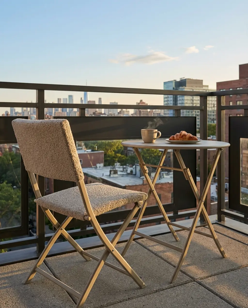 Compact Balcony Dining Area with Space-Saving Furniture