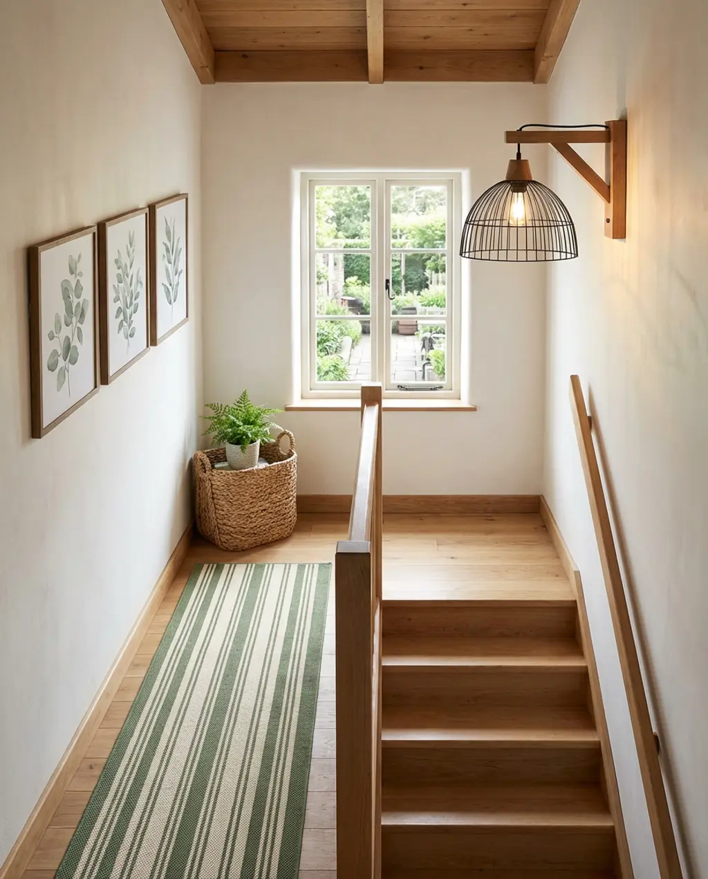 DIY Farmhouse Easter Egg Garland on Stair Banister