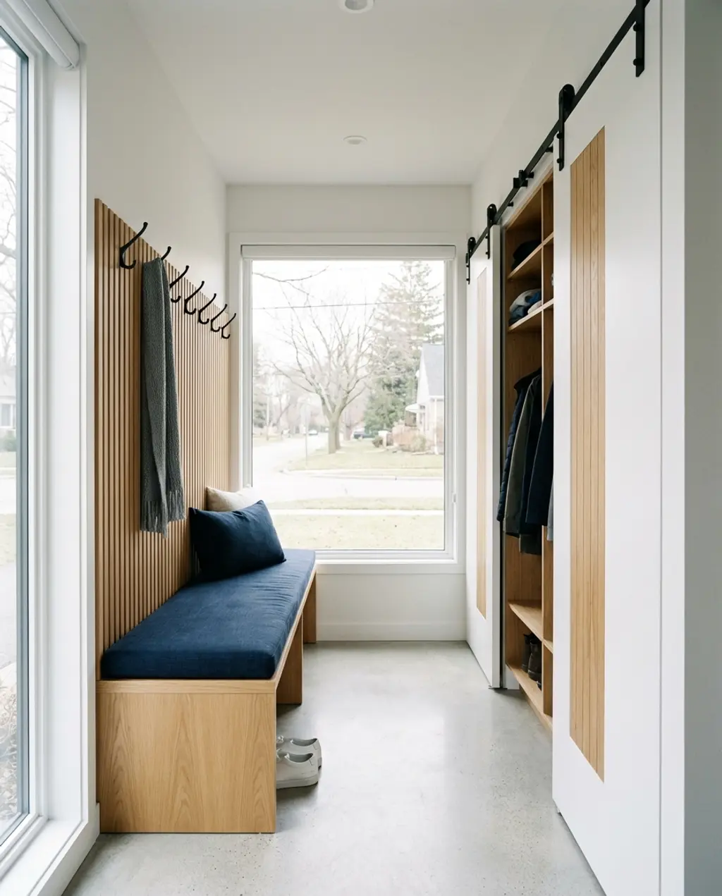 Small Space Mudroom with Compact Closet
