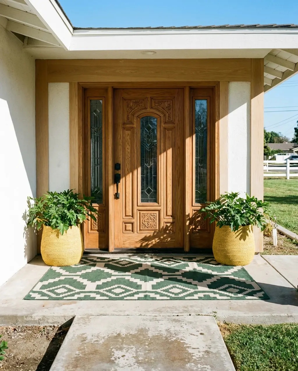 Bohemian Exterior Entry with Colorful Textiles