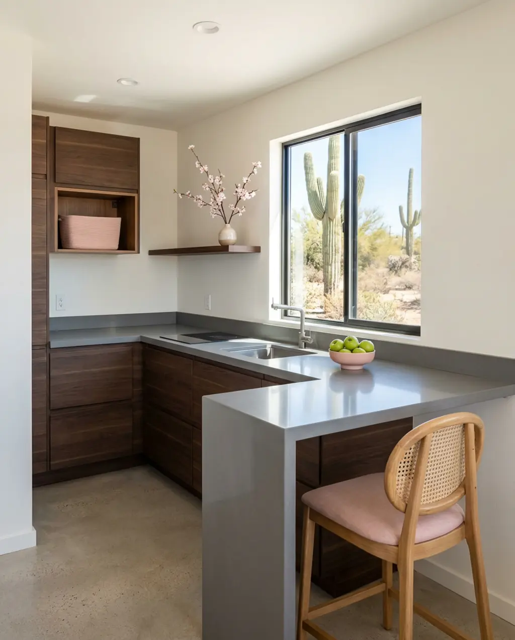 Small Dark Wood Kitchen with Smart Storage Solutions