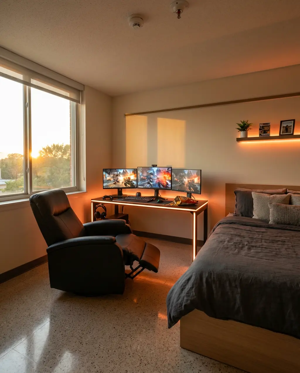 Tech-Savvy Gamer Dorm Room