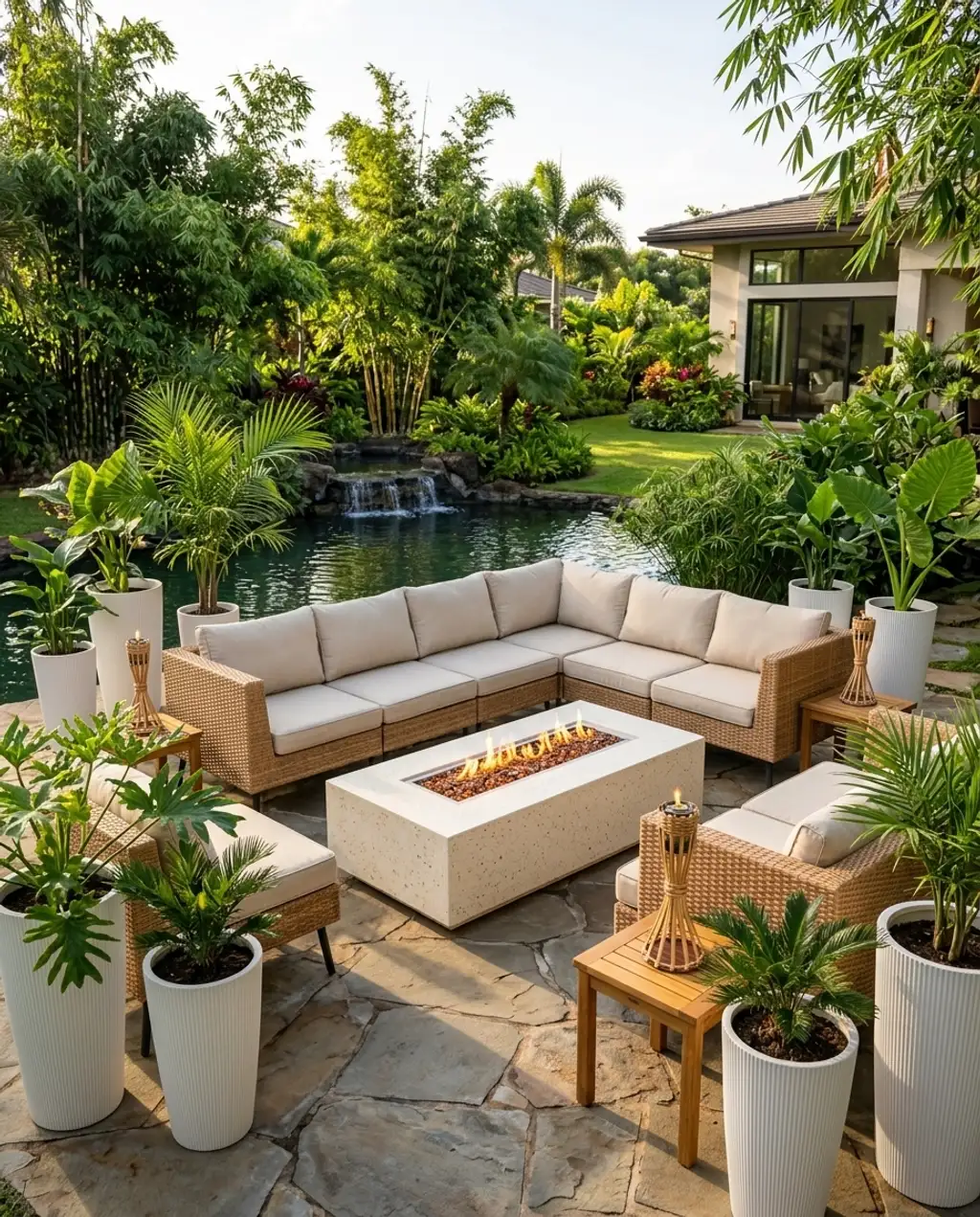 Tropical Resort Fire Pit Lagoon