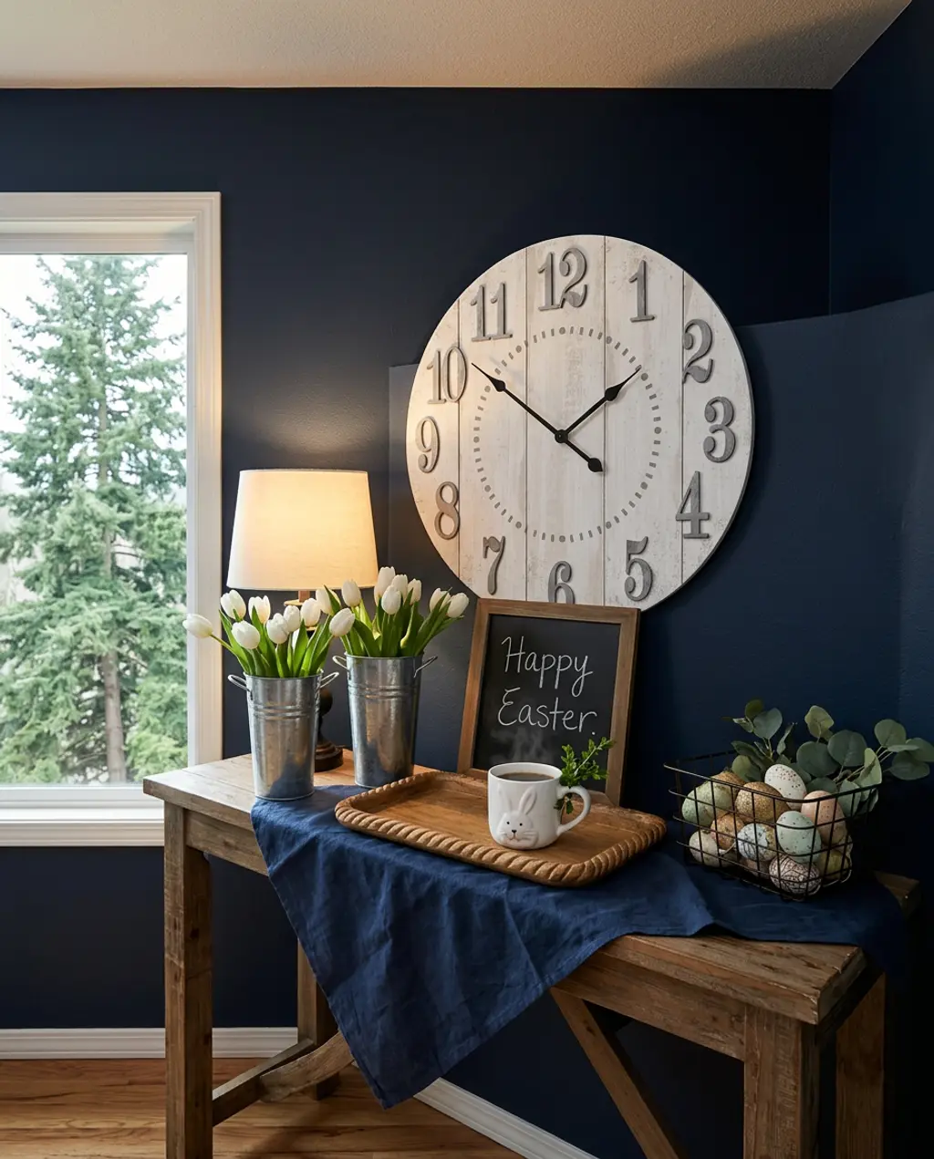 Farmhouse Easter Coffee Station with Bunny Mugs