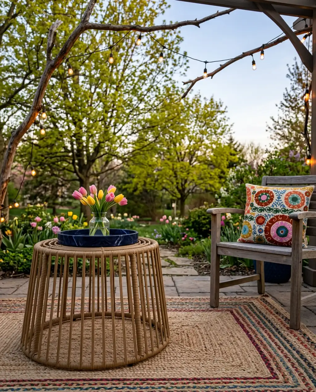 Bohemian-Inspired String Lights with Macrame Accents