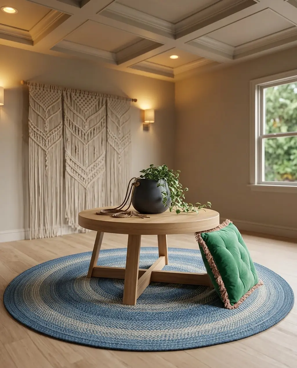 Bohemian Living Room with Macrame Wall Screen