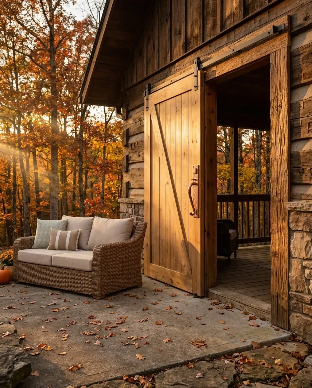 Rustic Cabin with Oversized Sliding Barn-Style Patio Doors