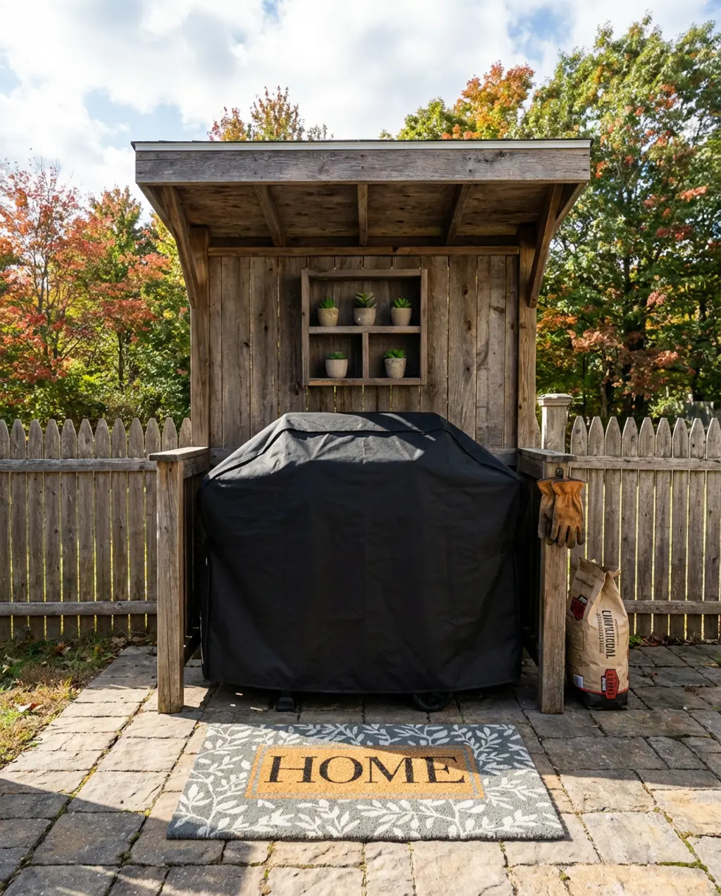Budget-Conscious Covered Grill Station with DIY Shelving