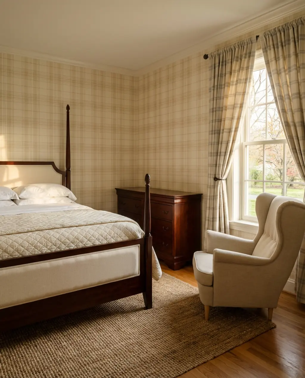 Classic Tartan Wallpaper for a Traditional Guest Room