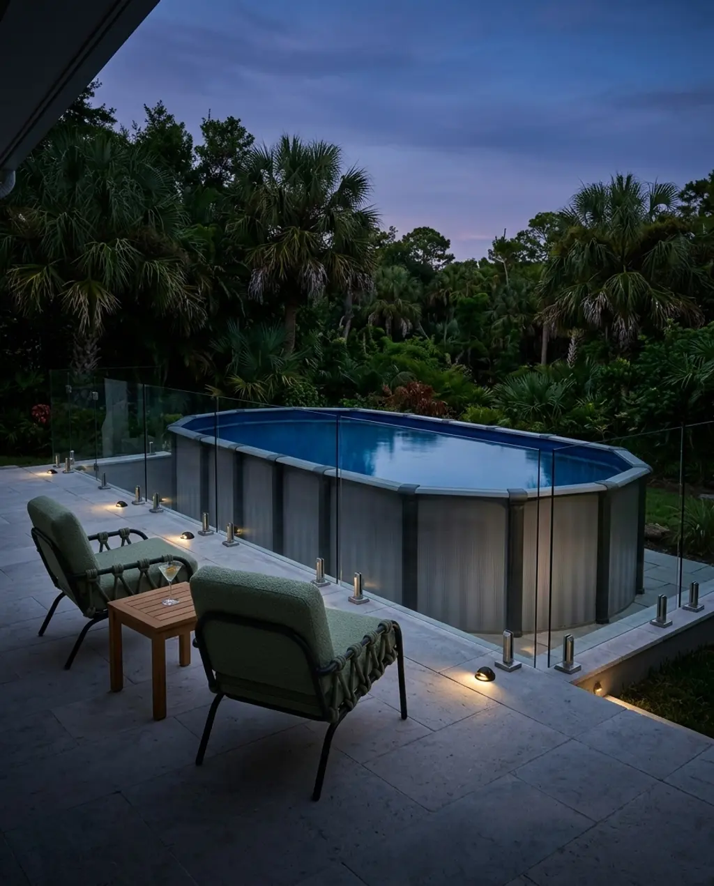 Miniature Infinity Pool with Glass Railing