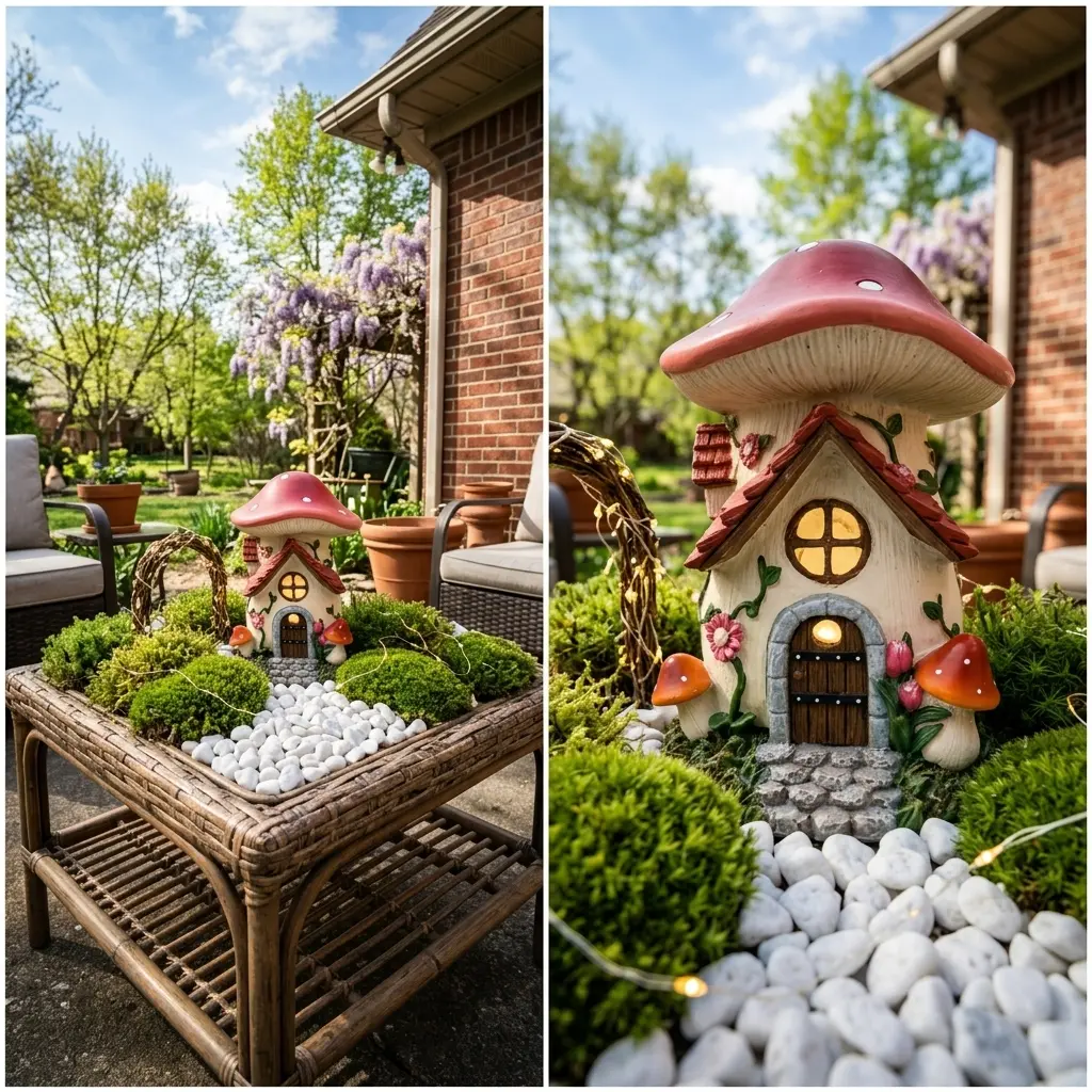 Enchanted Mushroom Village Miniature Display