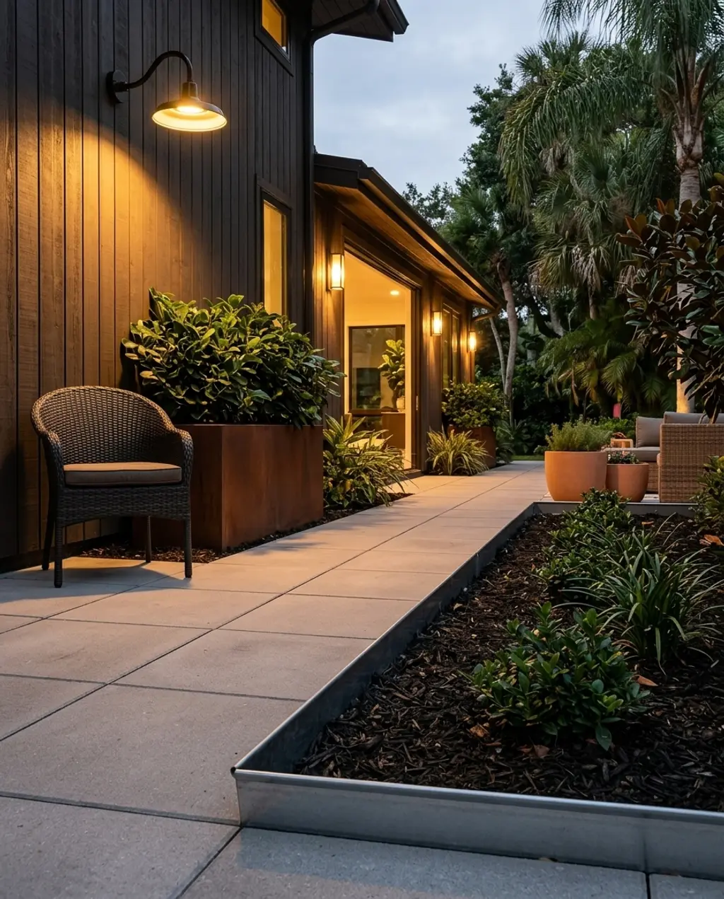 Industrial Concrete Slabs with Metal Edging for a Robust Side Path