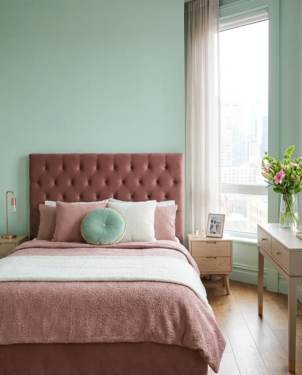 Colour Schemes: Dusty Rose & Mint Green Spring Bedroom