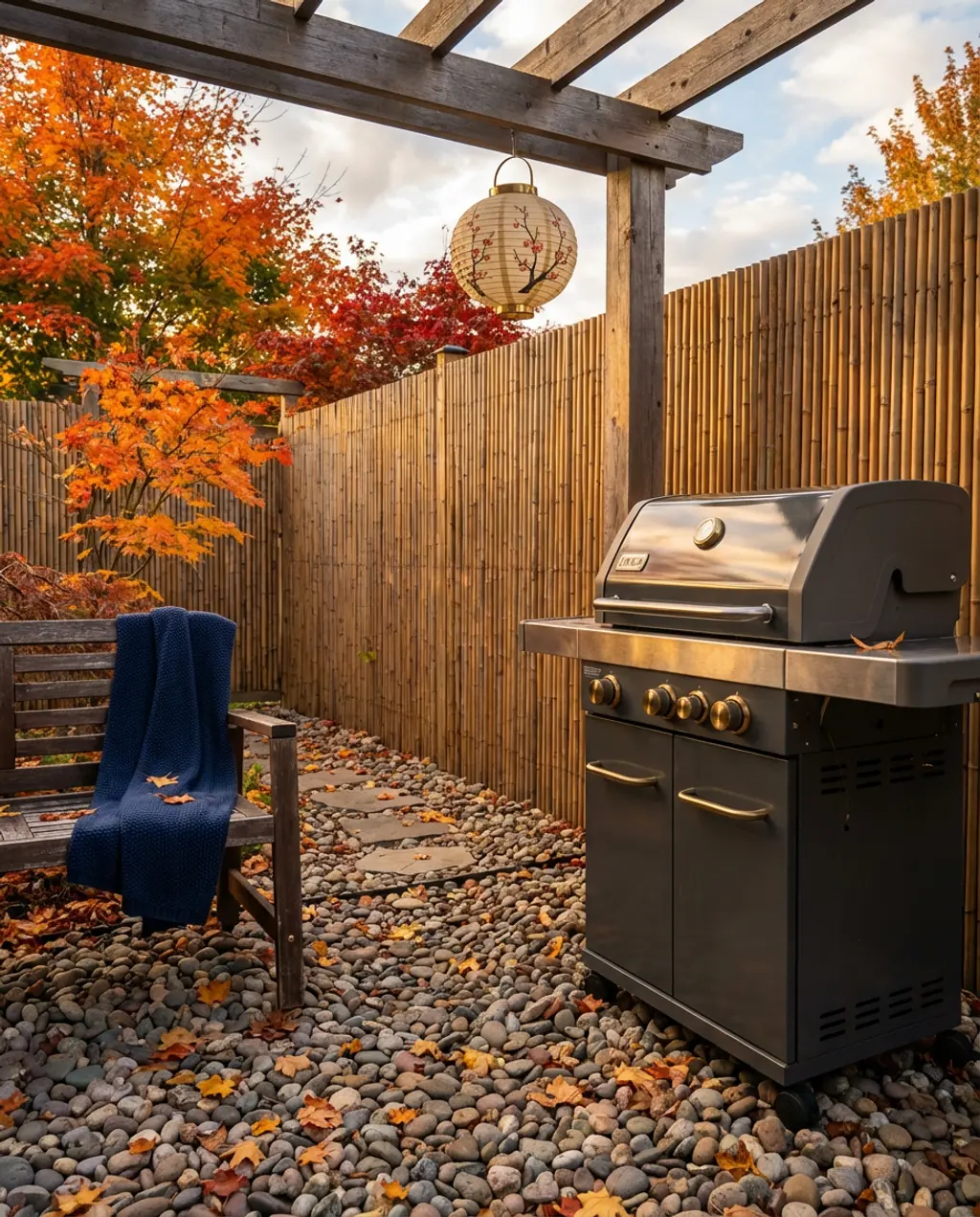 Zen Garden BBQ Area with Japanese Influence