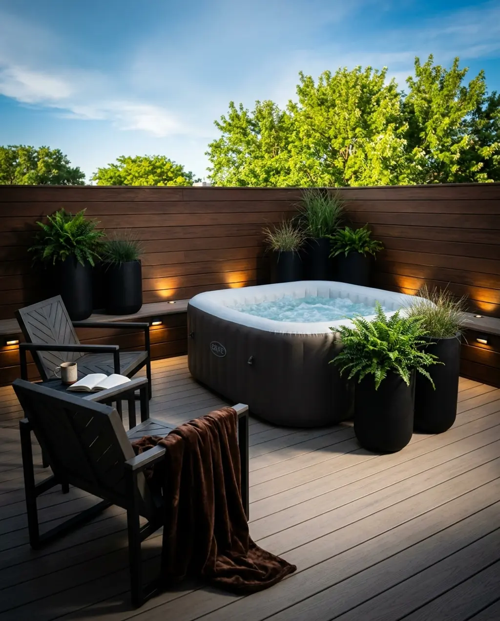 Modern Scandinavian Rooftop Hot Tub Area
