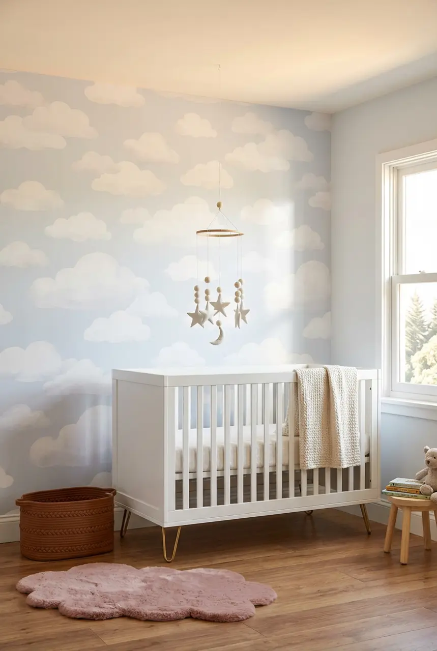 Dreamy Cloud Wallpaper for a Child's Bedroom
