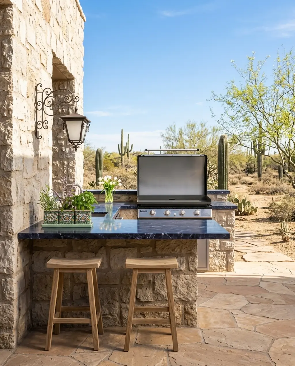 Rustic Outdoor Kitchen with Stone Accents — Luxury Version