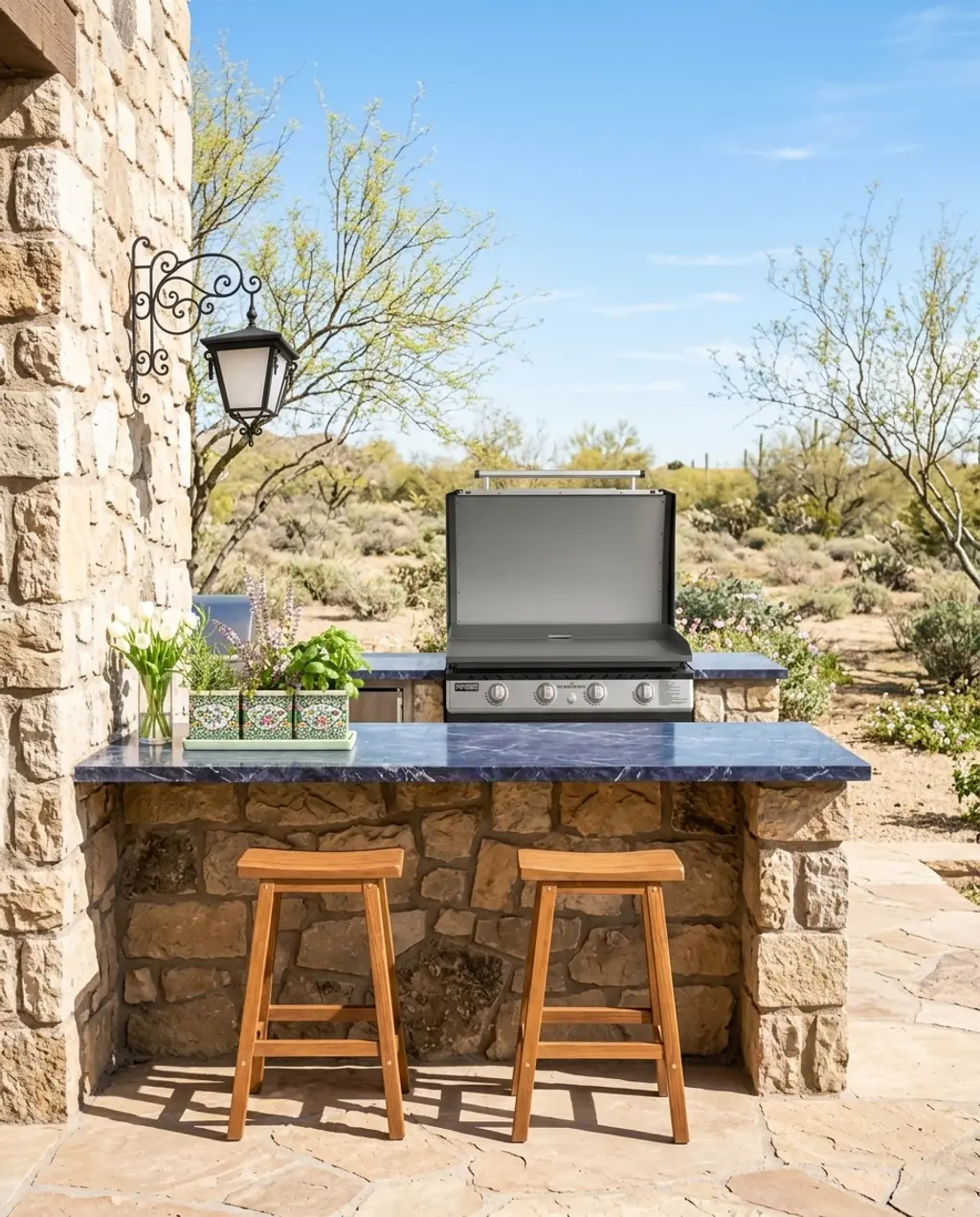 Rustic Outdoor Kitchen with Stone Accents — Budget Version