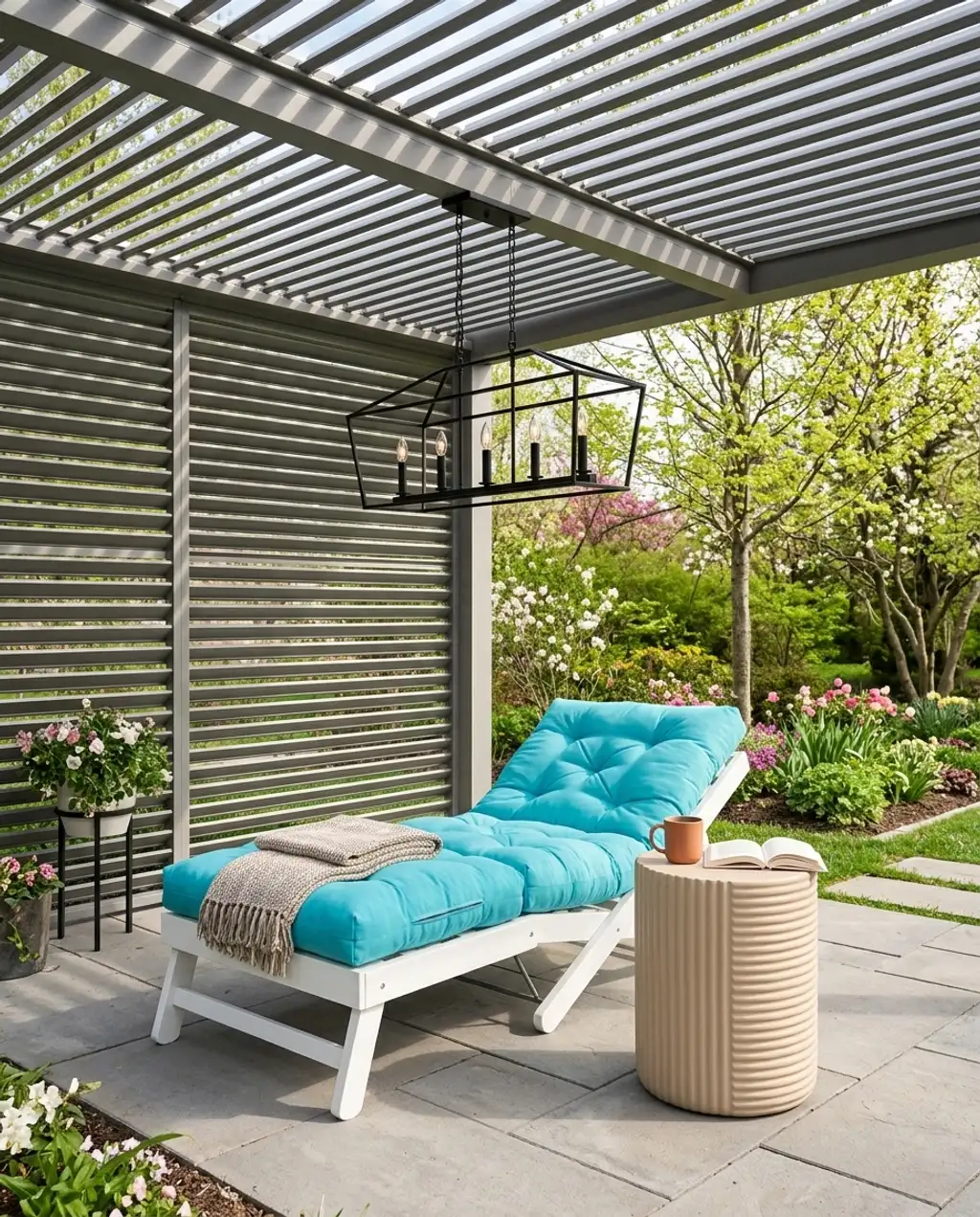 Sleek Aluminum Pergola with Adjustable Fabric Panels