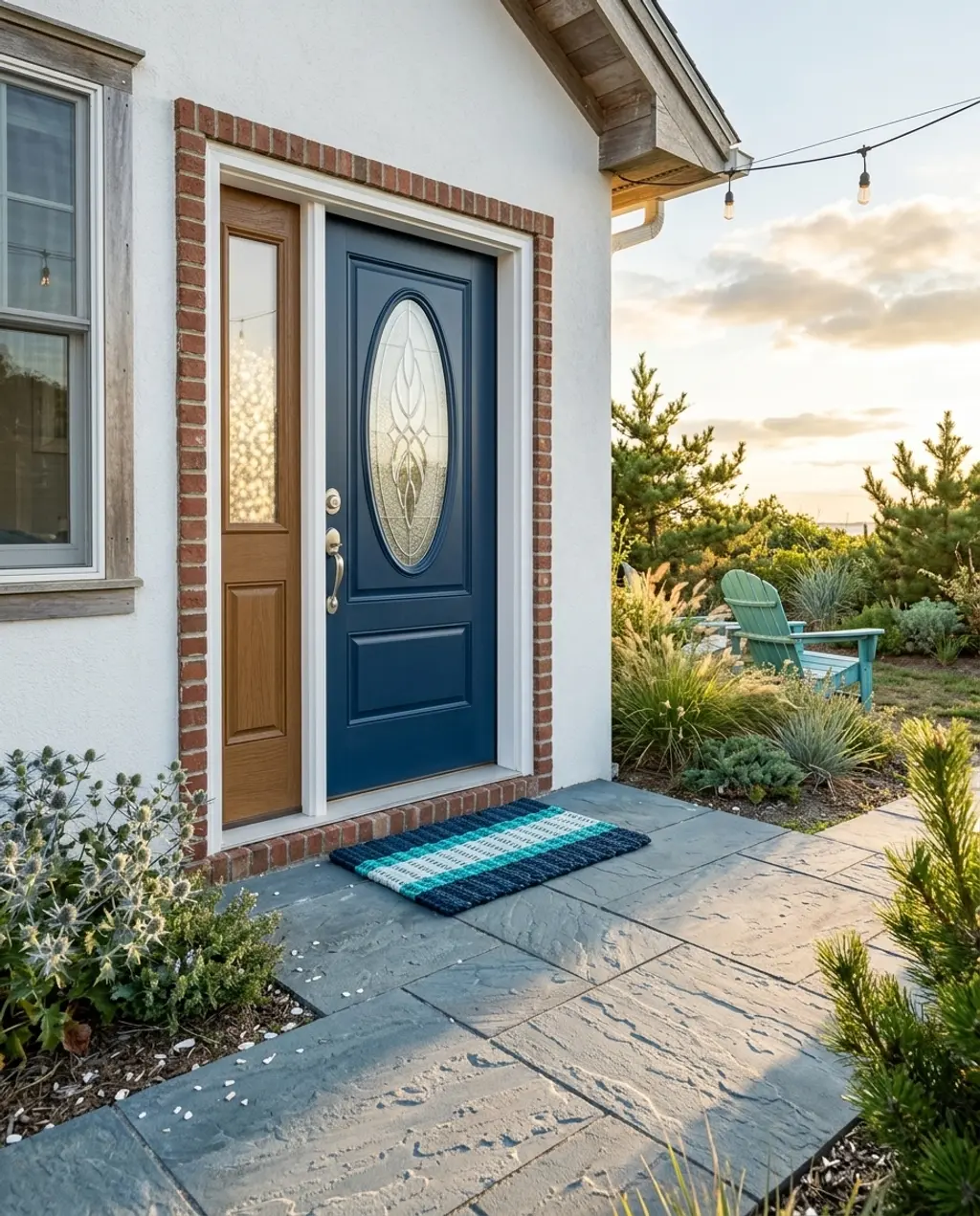 Coastal Blue-Grey Stone Pavers with White Shell Accents