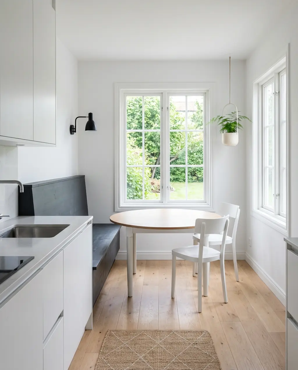 Small Open Kitchen Living Room with Creative Dining Nook — Budget Version