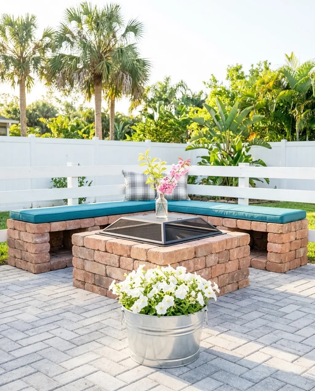 DIY Brick Fire Pit with Built-in Seating — Budget Version